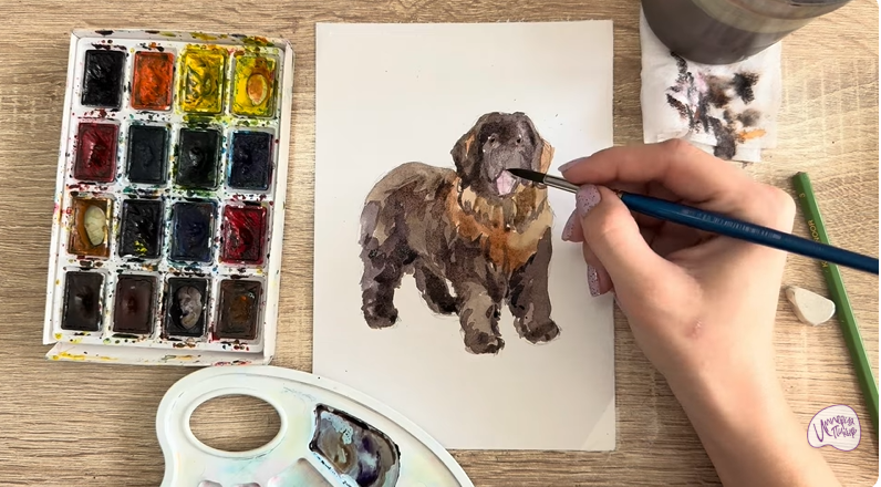 Рисуем Собака породы Ньюфаундленд