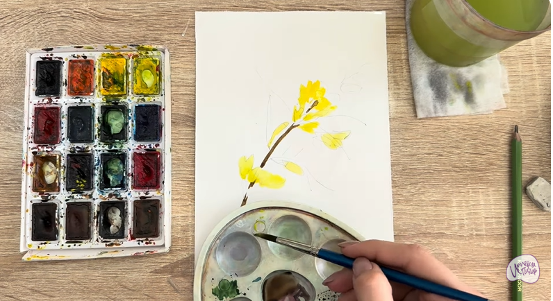 Рисуем Ветка караганы