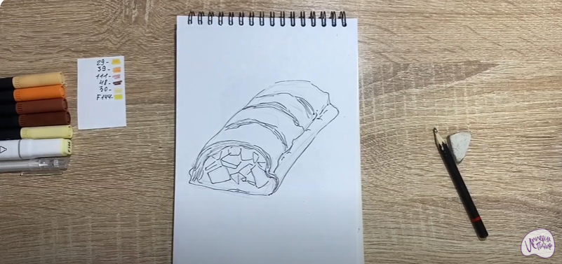 Рисуем Яблочный штрудель