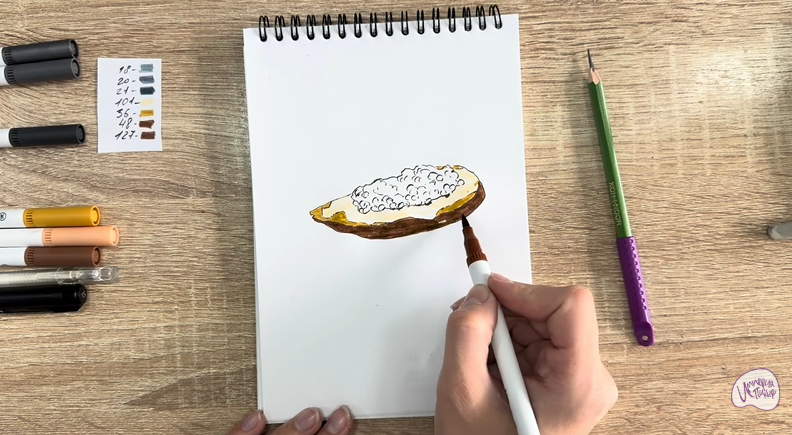 Рисуем Бутерброд с черной икрой