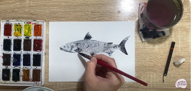 Рисуем Байкальский омуль