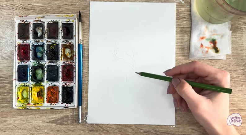 Рисуем Ветка рододендрона