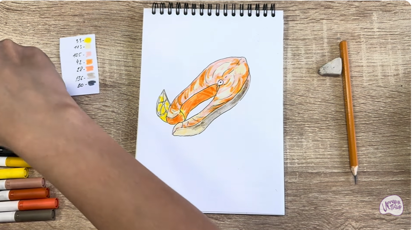 Рисуем Стейк из форели