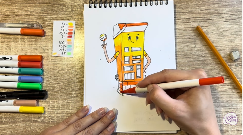Рисуем Петя из мультфильма  "Домики"