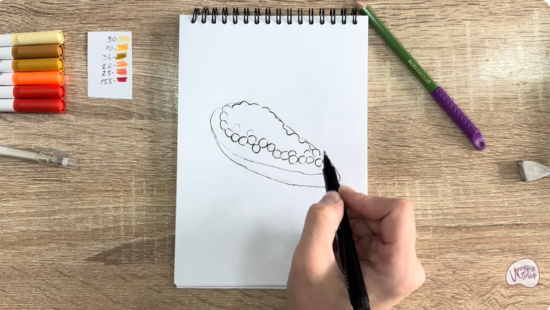 Рисуем Бутерброд с красной икрой