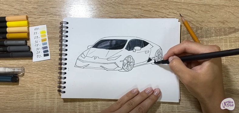 Рисуем Машина марки "Lamborghini"