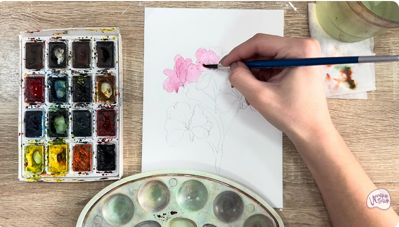 Рисуем Ветка рододендрона