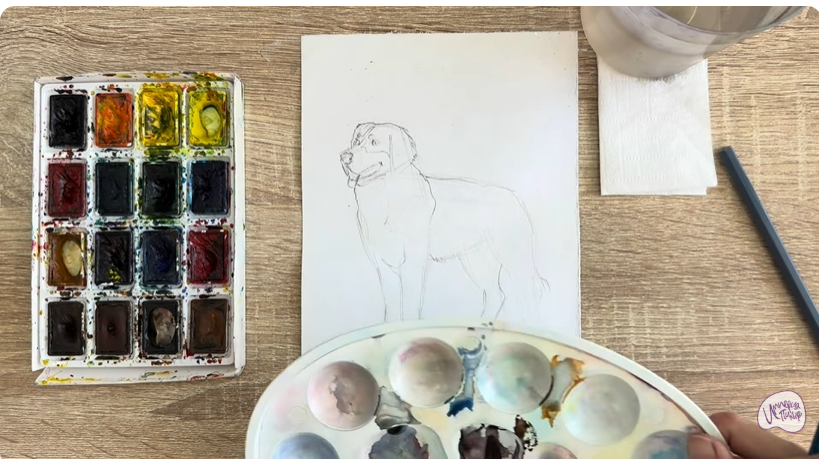 Рисуем Собака породы Бернский зенненхунд