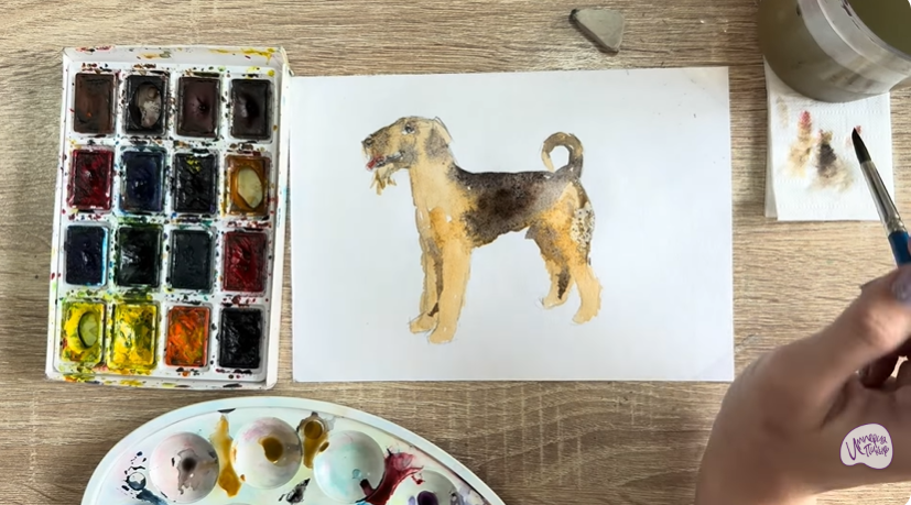 Рисуем Собака породы Эрдельтерьер