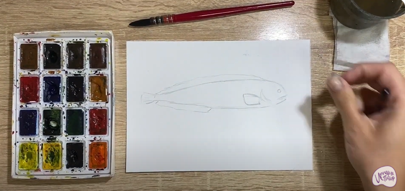 Рисуем Зубатка пёстрая