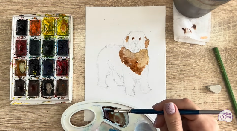 Рисуем Собака породы Ньюфаундленд