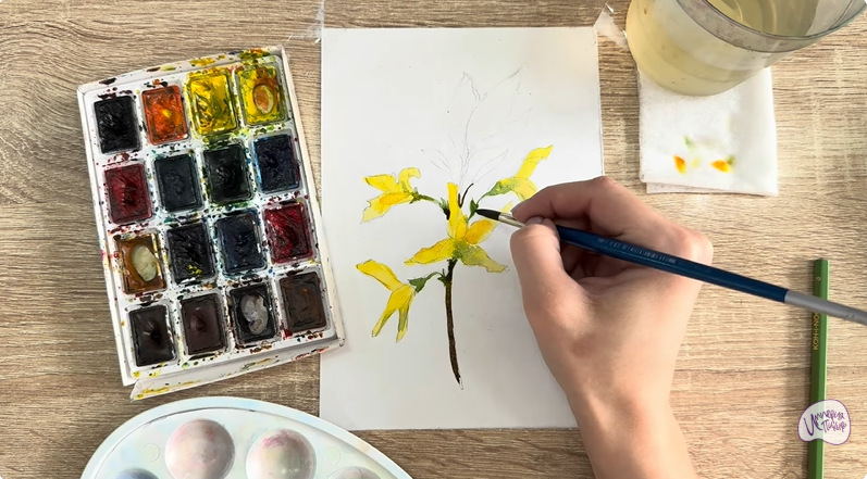 Рисуем Форзиция