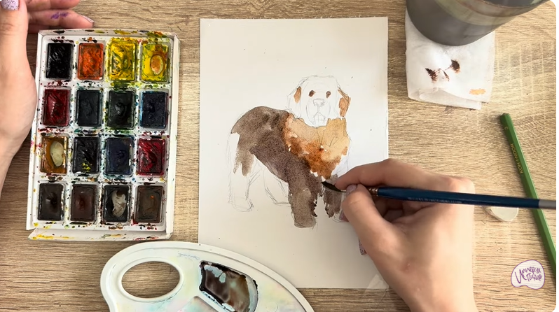 Рисуем Собака породы Ньюфаундленд