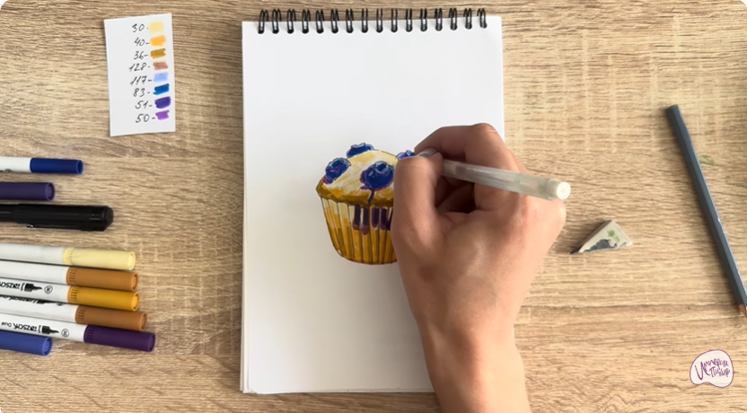 Рисуем Кекс с черникой