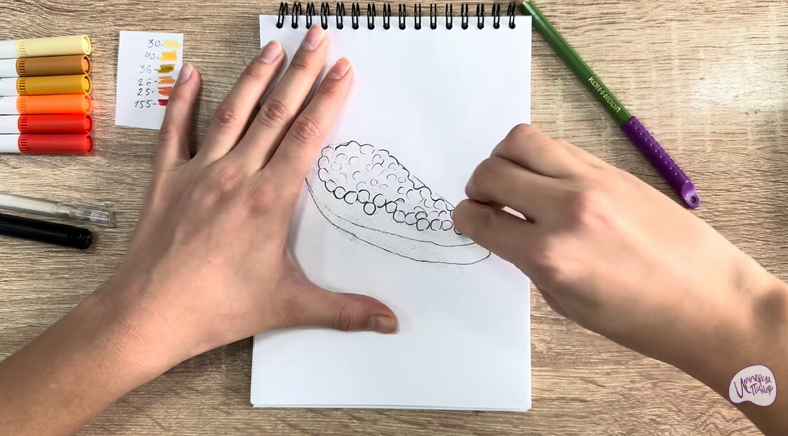 Рисуем Бутерброд с красной икрой