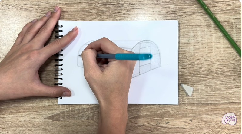 Рисуем Теплица из поликарбоната