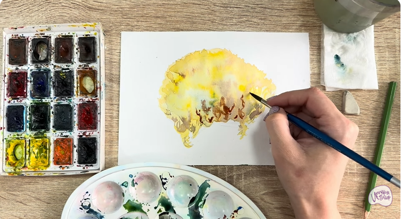 Рисуем Рамария жёлтая