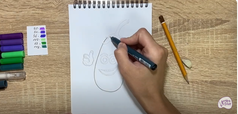 Рисуем Мультяшный баклажан