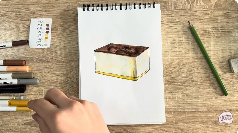 Рисуем Пирожное "Птичье Молоко"