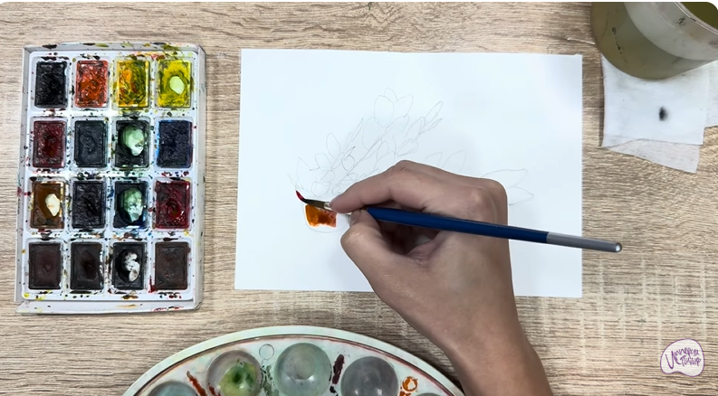 Рисуем Пеллиония в горшке