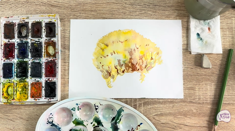 Рисуем Рамария жёлтая