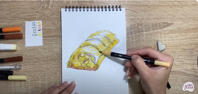 Рисуем Яблочный штрудель