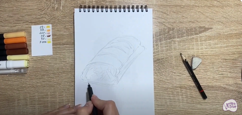 Рисуем Яблочный штрудель