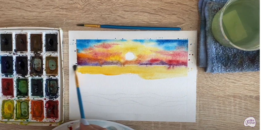 Рисуем Солнце у моря