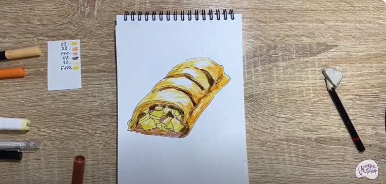 Рисуем Яблочный штрудель