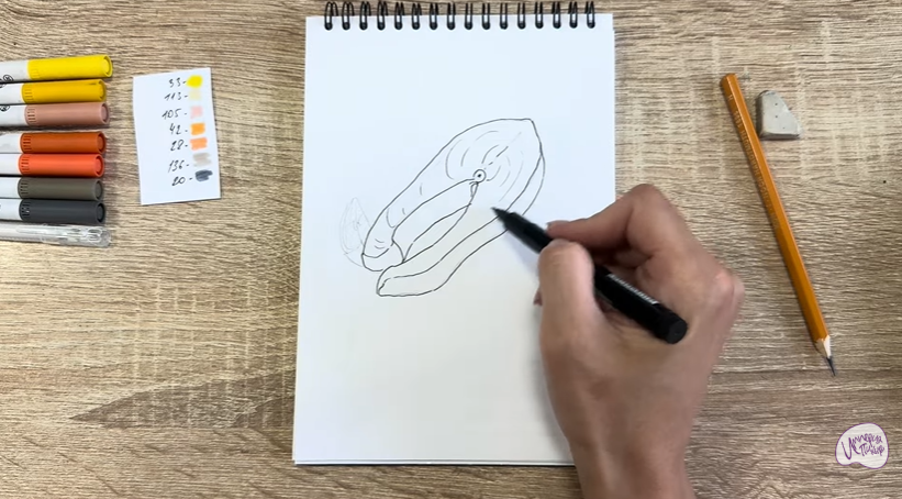 Рисуем Стейк из форели