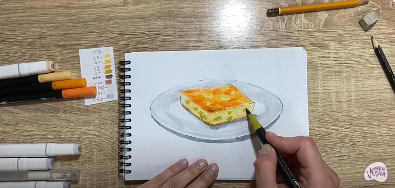 Рисуем Запеканка с изюмом