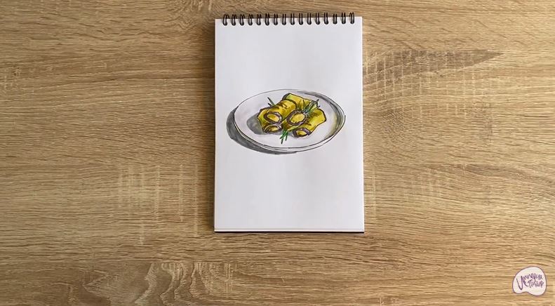 Рисуем Рулетики из баклажанов