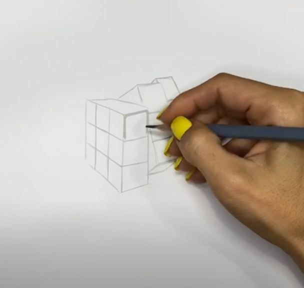 Рисуем Кубик Рубика карандашом