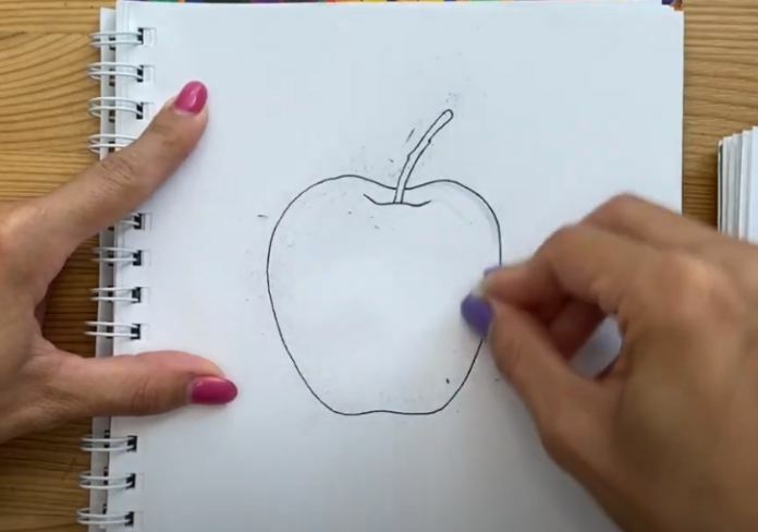 Рисуем Яблоко скетч маркерами