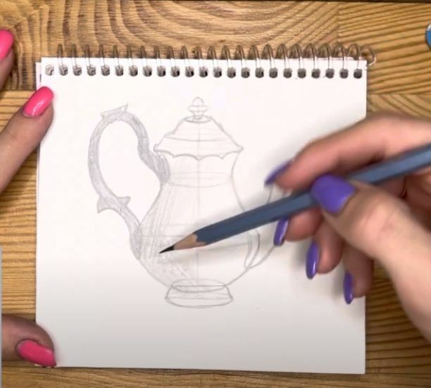 Рисуем Чайник карандашом