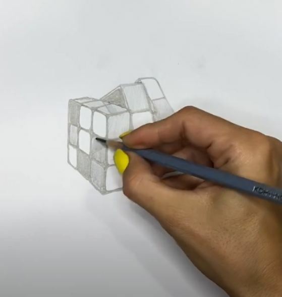 Рисуем Кубик Рубика карандашом
