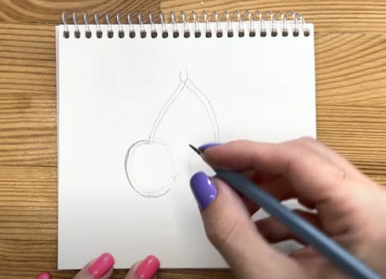 Рисуем Вишня простым карандашом